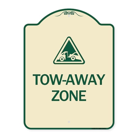 Signmission Tow-Away Zone with Graphic Heavy-Gauge Aluminum Architectural Sign, 24" x 18", TG-1824-24411 A-DES-TG-1824-24411